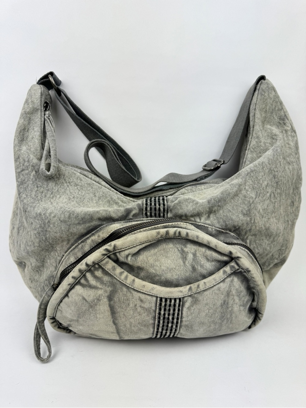 Free People Styx Washed Denim Gray Casual Sling Crossbody Shoulder Bag - Picture 2 of 7